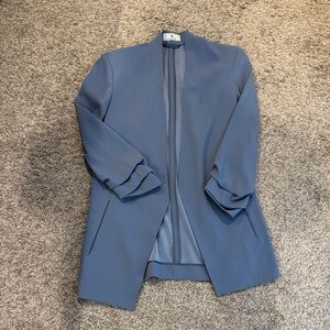 Babaton Open-Front Lightweight Blazer Jacket in Slate Blue